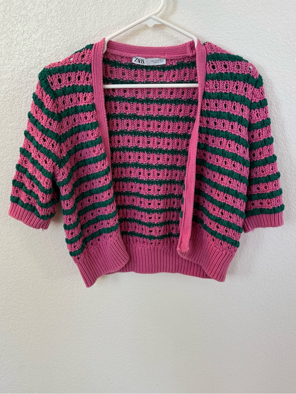 Pink and green stripped Zara cardigan